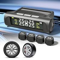 BAIFULAI TPMS Reifendruckkontrollsystem: IPX7 Wasserdicht Reifendruckkontrollsystem mit 4 Stück Außenfühler, Solarbetriebenes Digitale, Mini Reifendrucküberwachung für RV LKW Van SUV