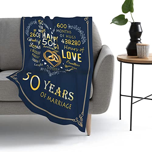 Mosslink Gifts For 50Th Anniversary Blanket, 50 Years Anniversary Golden Wedding Gifts For Couple Parents Grandparent, 50Th Wedding For Husband Wife, 50 Years Of Marriage Throw Blanket 50"X40" #TOP3