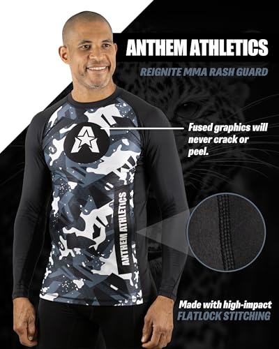 Anthem Athletics Reignite Jiu Jitsu Rash Guard Men – Long Sleeve, MMA, BJJ, No Gi, Grappling - Black Camo Remix - Medium - Thumbnail 2