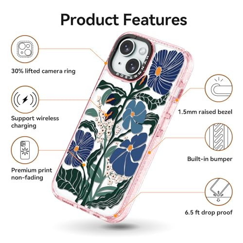 Coque iPhone 15 résistante aux chocs 2m avec motif passiflore fun - 5