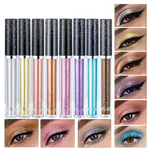 Purple Liquid Glitter Eyeshadow Stick, Metallic Shimmer High Pigmented Eye Shadow, Shiny Glitter Eyeshadow Tube Long-Lasting Waterproof Quick Drying Sparkling Eyeshadow Stick, Creates Smokey Eye Makeup & Multi-Dimensional Eye Looks (Purple) #TOP5