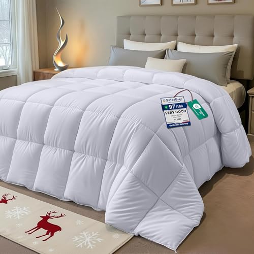 Utopia Bedding Duvet Double,10.5 Tog coverless Duvet with Corner Tabs, Box Stitched Quilt (Double, White)