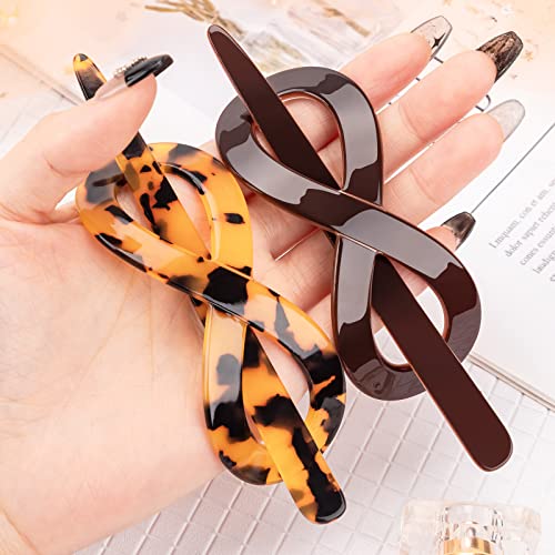 Noverlife 2Pcs Cellulose Acetate Hair Slide With Stick, Tortoise Shell Hair Slider Pins, Hair Barrette With Stick Ponytail Holder Hair Slide Clips For Women Girls French Hair Style Ponytail Updo Bun #TOP2