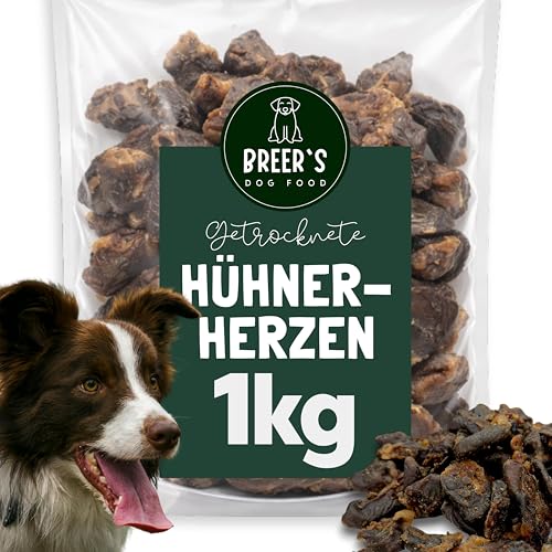 Hühnerherzen 1kg getrocknet für Hunde natürlicher Hundesnack Kausnack Kauartikel Leckerli und Belohnung aus 100% Huhn Herz