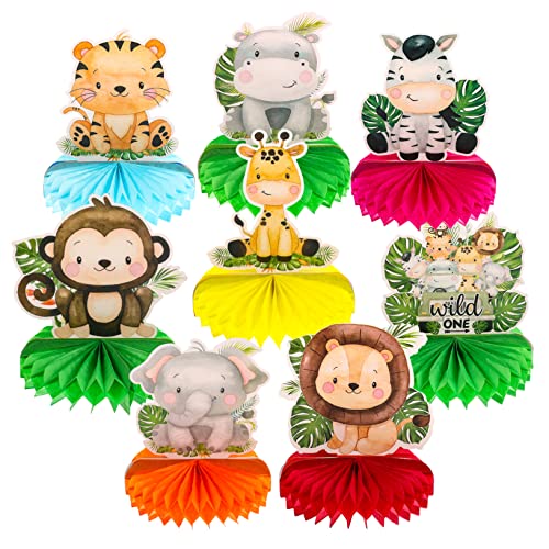 Homoyoyo 8 Piezas Encantador De Fiesta Animal para Niños Temáticos Decoración Salvaje Panal Favores Ducha Niños Animales Adornos Adorno Decoraciones De Cumpleaños Decoración Selva