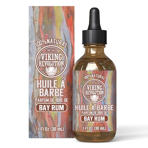 Huile à Barbe Après-Shampooing Senteur Naturelle Rhum de Baie à l'Huile d'Argan & Jojoba - Favorise la Croissance de la Barbe - Adoucit &Renforce les Barbes & Moustaches pour Hommes (1 Pc)