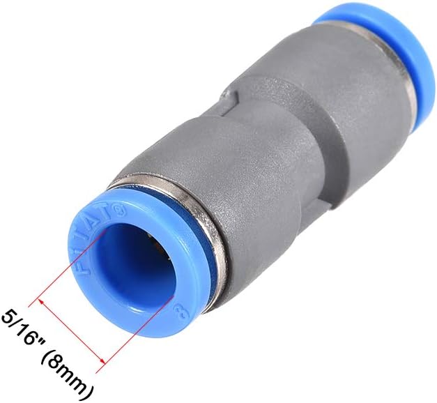 sourcing map Straight Push Connectors 8mm Quick Release Pneumatic Connector Plastic Union Pipe Tube Fitting Grey 10Pcs - Image 3