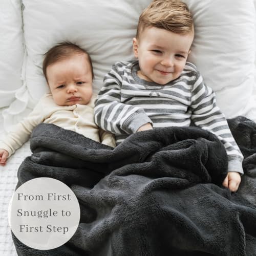 Image of SARANONI Luxury Receiving Blankets for Babies | Ultra-Soft Lush and Boutique Quality Baby Blanket | Charcoal - 40 inch x 30 inch
