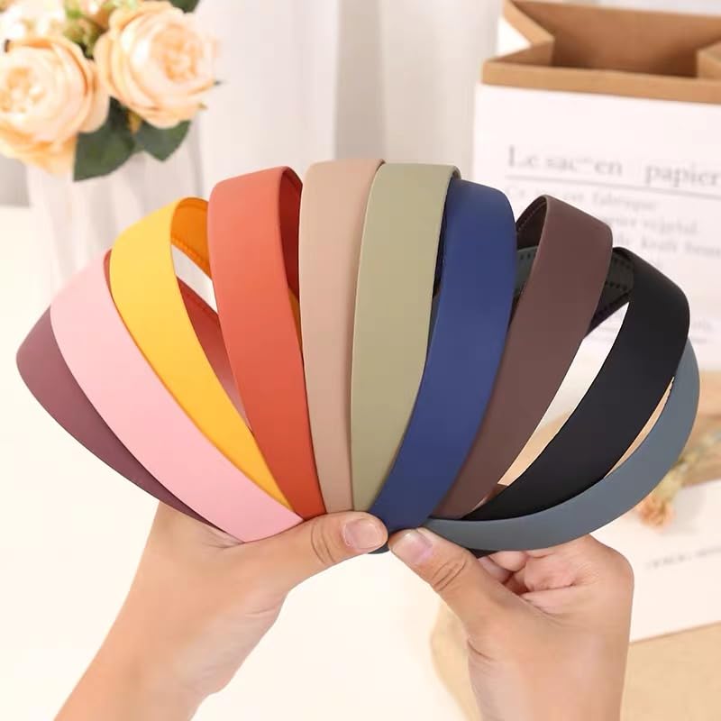 Image of Diversa Solid Plastic Headbands for Girls & Women, Hairband for School, Everyday Use Plain Broad Headband, 1 Inch Headband with Teeth, Pack of 6 (MULTICOLOUR MATTE)