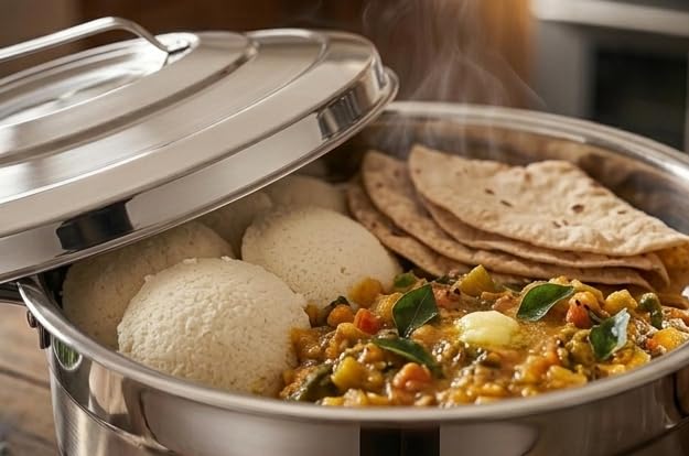 Image of Pigeon Galaxy Stainless Steel Casserole 2500ml | PU Puff Insulated Hot Pot | Keeps Food Hot for Hours | Durable Inner Steel Body | Ideal for Chapati, Rice & Curries