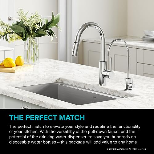 KRAUS Oletto Pull-Down Kitchen Faucet and Purita Water Filter Faucet Combo in Chrome, KPF-2620-FF-100CH - image 3