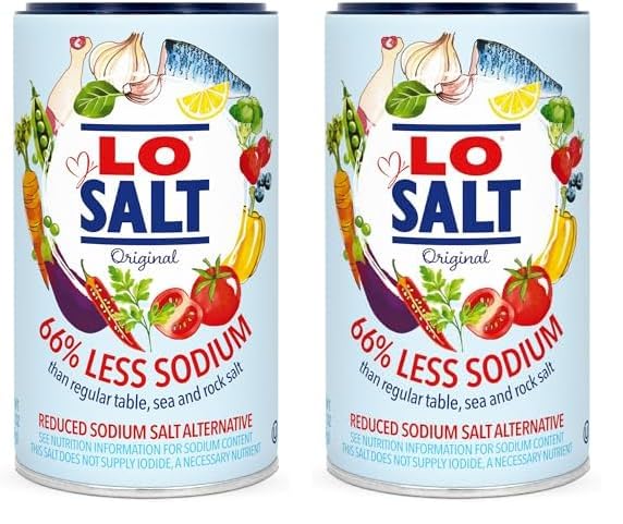 LOSALT – Reduced Sodium Salt | Original (non-iodised) | Great Tasting Salt Alternative/Substitute with 66% less sodium | 12.3oz/350g tub (pack of 2)