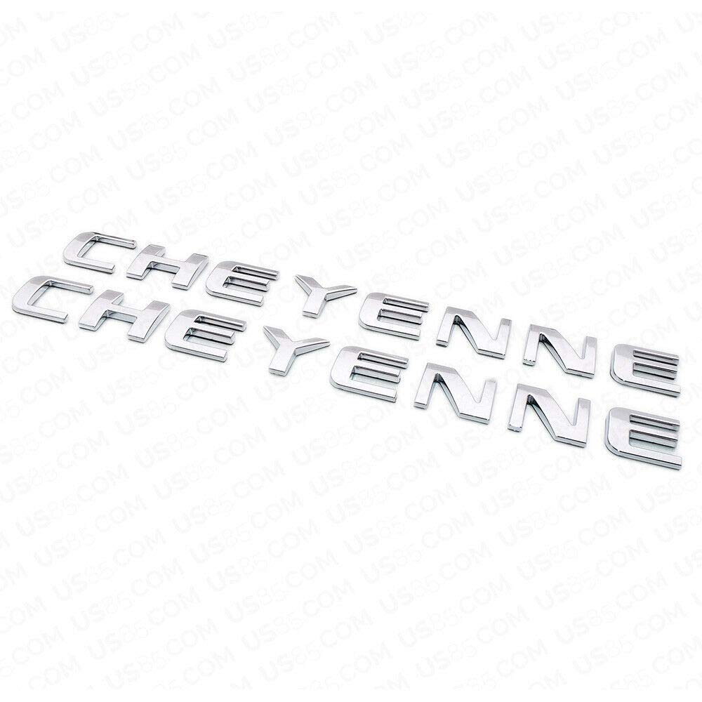 2 Pack Cheyenne Nameplate Emblems - 3D Chrome Badge For 2007-2014 Silverado Tailgate