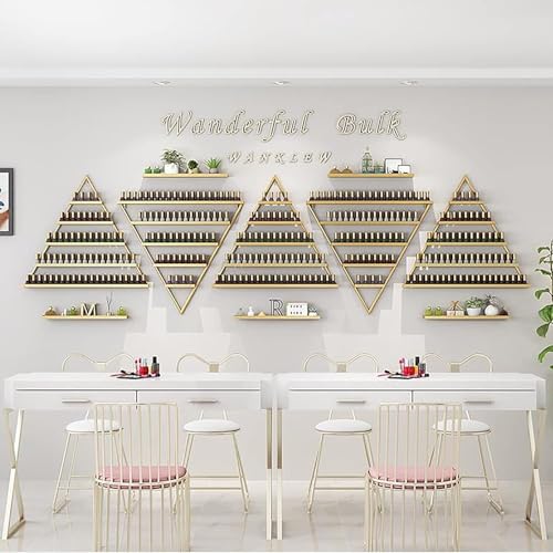 Expositor de esmaltes de uñas para pared y soporte triangular de metal de 6 piezas 4