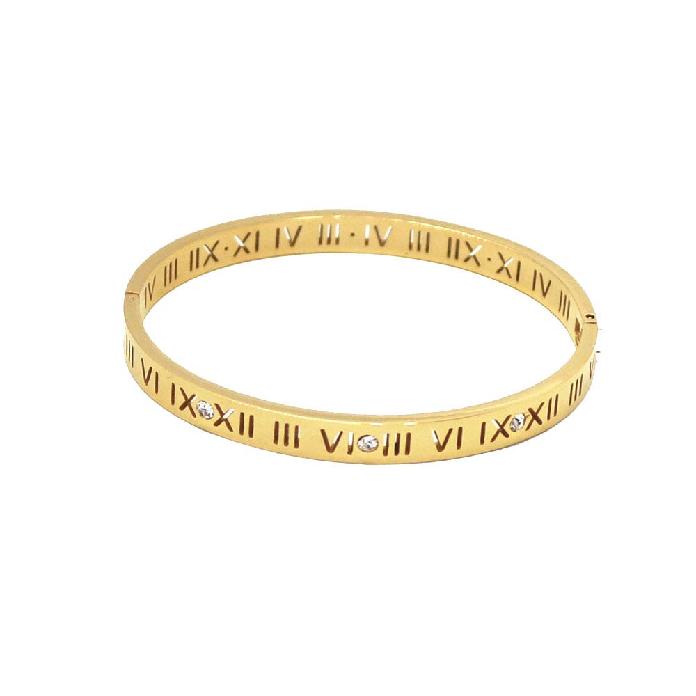 Baoli Zircon Jewelry Roman Numerals Bangle Bracelet for Women