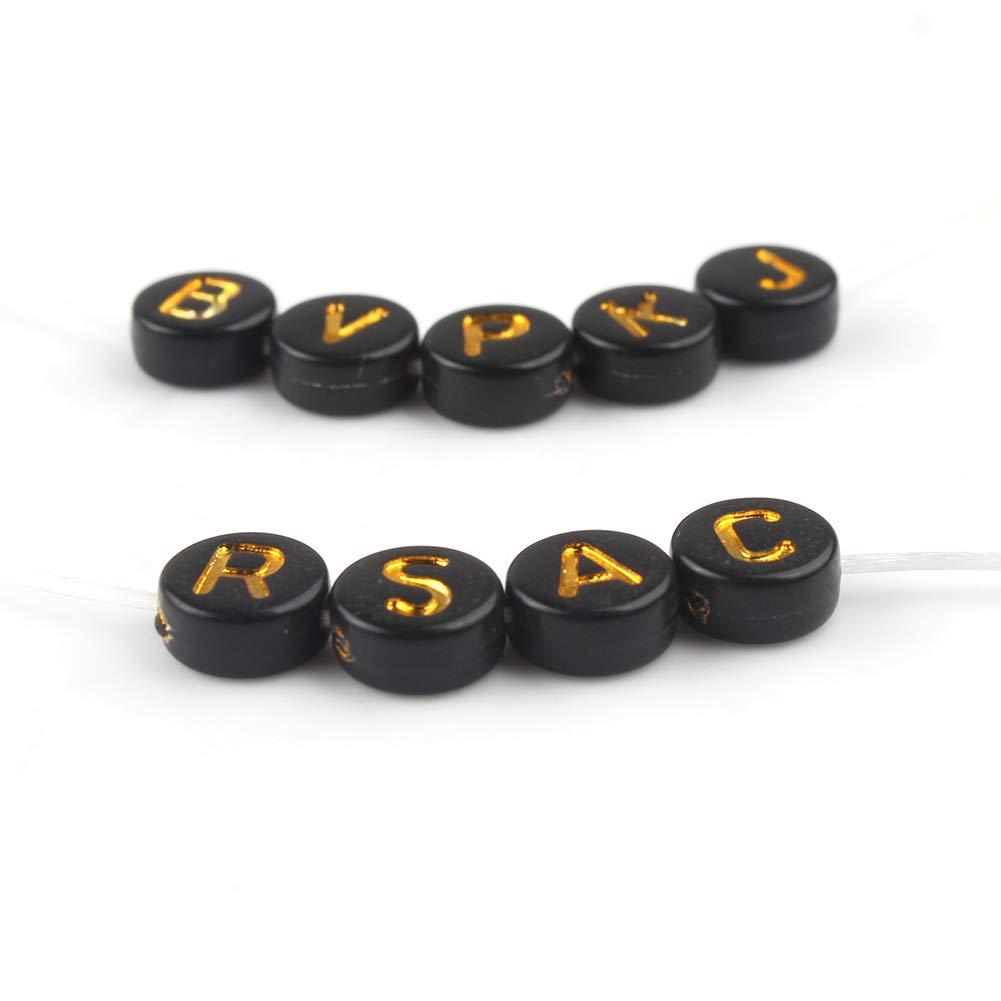 Yiizzxin Lot De 200 Perles Rondes Avec Lettre E Dorée Antique, 4 X 7 Mm, Perles Plates Pour Bracelets, Perles De L'alphabet Pour La Fabrication De