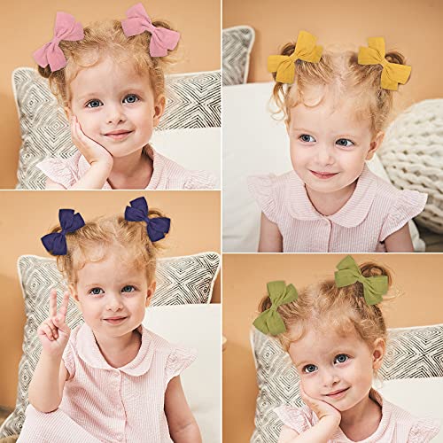 Choicbaby 24Pcs 3.5 Inches Baby Girls Hair Bows Clips Cotton And Linen Bows Hair Barrettes Accessories For Little Girls Toddlers Teens Kids In Pairs thumb #2