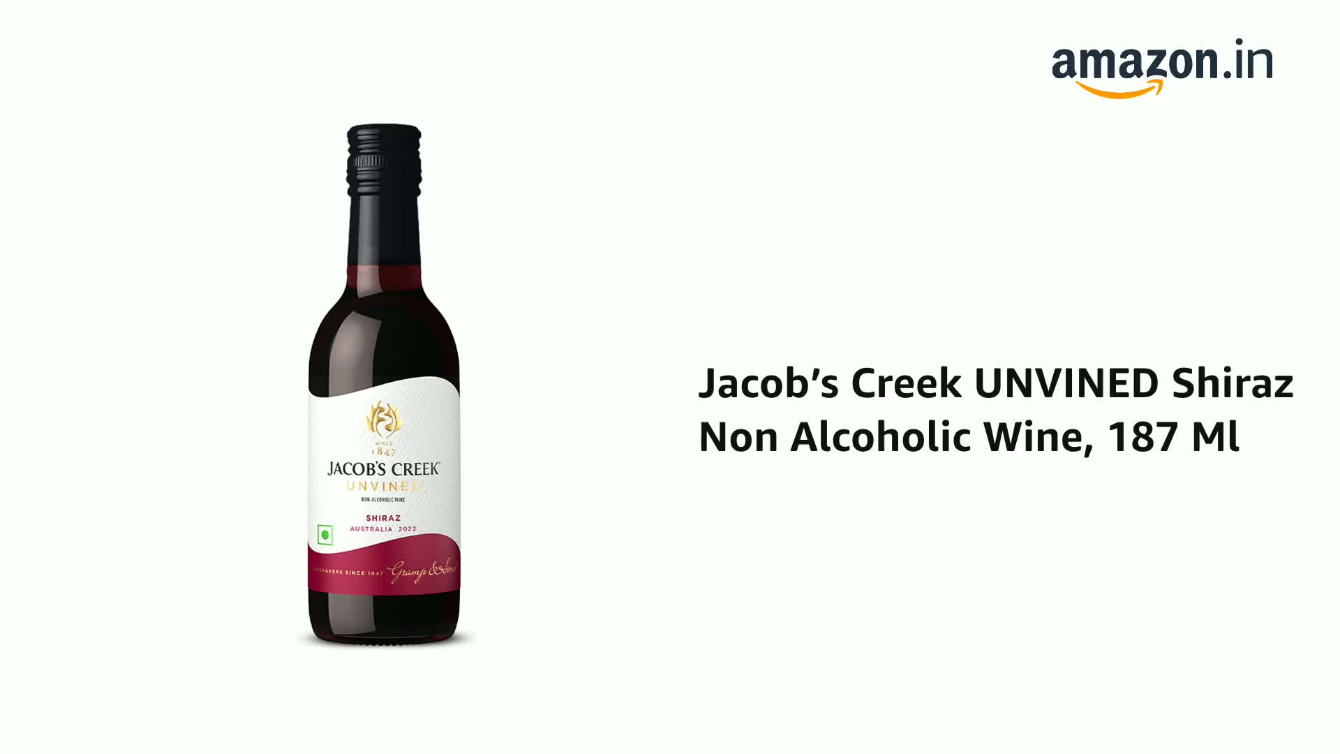 Jacob's Creek UNVINED Shiraz Non Alcoholic Wine, 187 Ml : Amazon