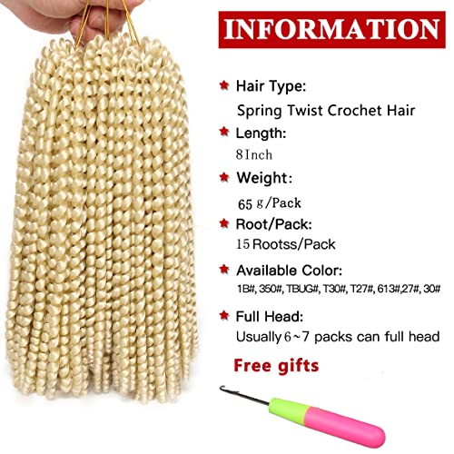 Xtrend 90Strands Blonde Spring Twist Crochet Hair 8 Inch Crochet Braids Hair For Distressed Butterfly Locs Synthetic Fluffy Twist Hair For Passion Twist Hair Style Crochet Braiding Hair 613# #TOP1