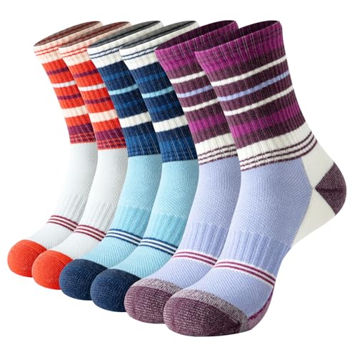 BISOUSOX Calcetines Lana Merino Mujer Senderismo Transpirable Calcetines Invierno Esqui para Montañismo Actividades Outdoor 3 Pares Regalo para Mujer Madre