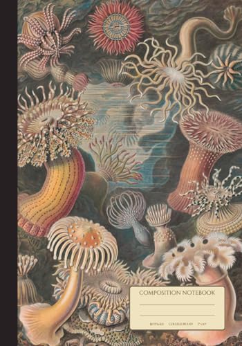 Ocean Composition Notebook College Ruled - Ernst Haeckel Sea Anemones: Vintage Botanical Journal 110 Pages for Science Study, University, Office Gifts