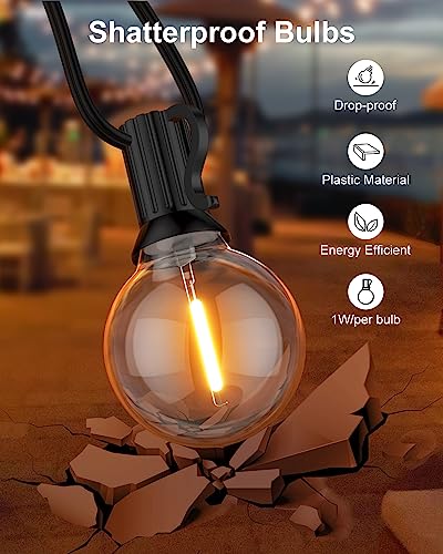 Gluroo O301 120Ft Led String Lights, G40 Bulbs, Waterproof Dimmable Globe Hanging Cafe thumb #3