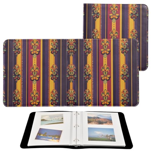 Álbum de fotos adhesivo DIY Self Adhesive Scrapbook álbum con patrón de rayas Mardi Gras, 3 anillos, 40 páginas, tamaño 8x10 para memoria miniatura 2