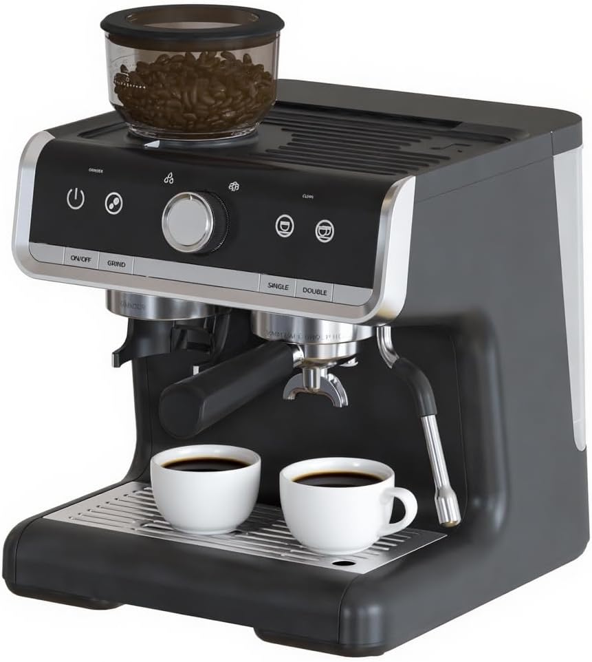 20 Bar coffee maker, With Built-in Grinder & Milk Frother, Professional Stainless Steel Coffee Maker for Home, Café-Quality Latte & Cappuccino
