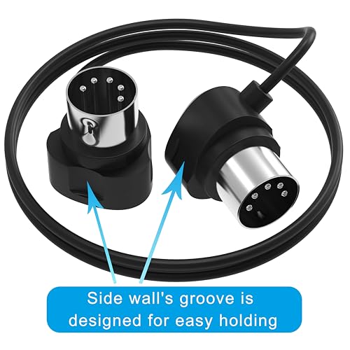 FORE 2-Pack 30cm 45-Degree Symmetry Angled MIDI Cable with Ultra-Small Plugs for Tight Space, 5-Pin Din MIDI Cable Compatible with MIDI Keyboard/Interface/Guitar Multi Effects 2-Pack 30cm