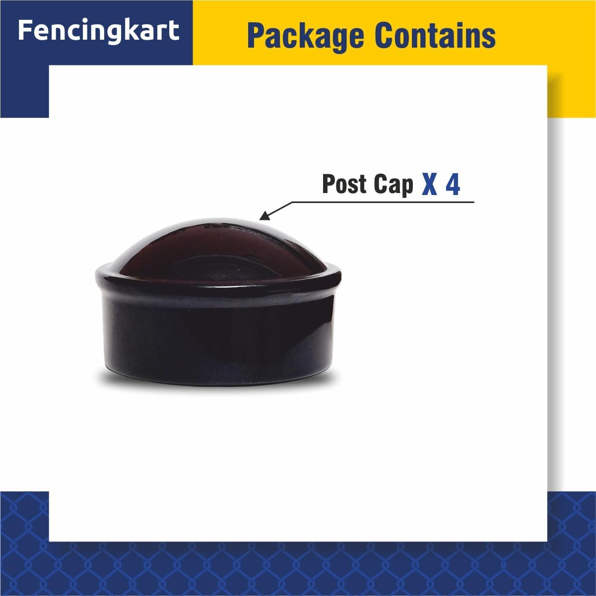 Aluminium Dome Post Caps for Chain Link Fence, 2-3/8 inch, Black Powder Coated, Terminal Post Caps, 4 Pack (Black)