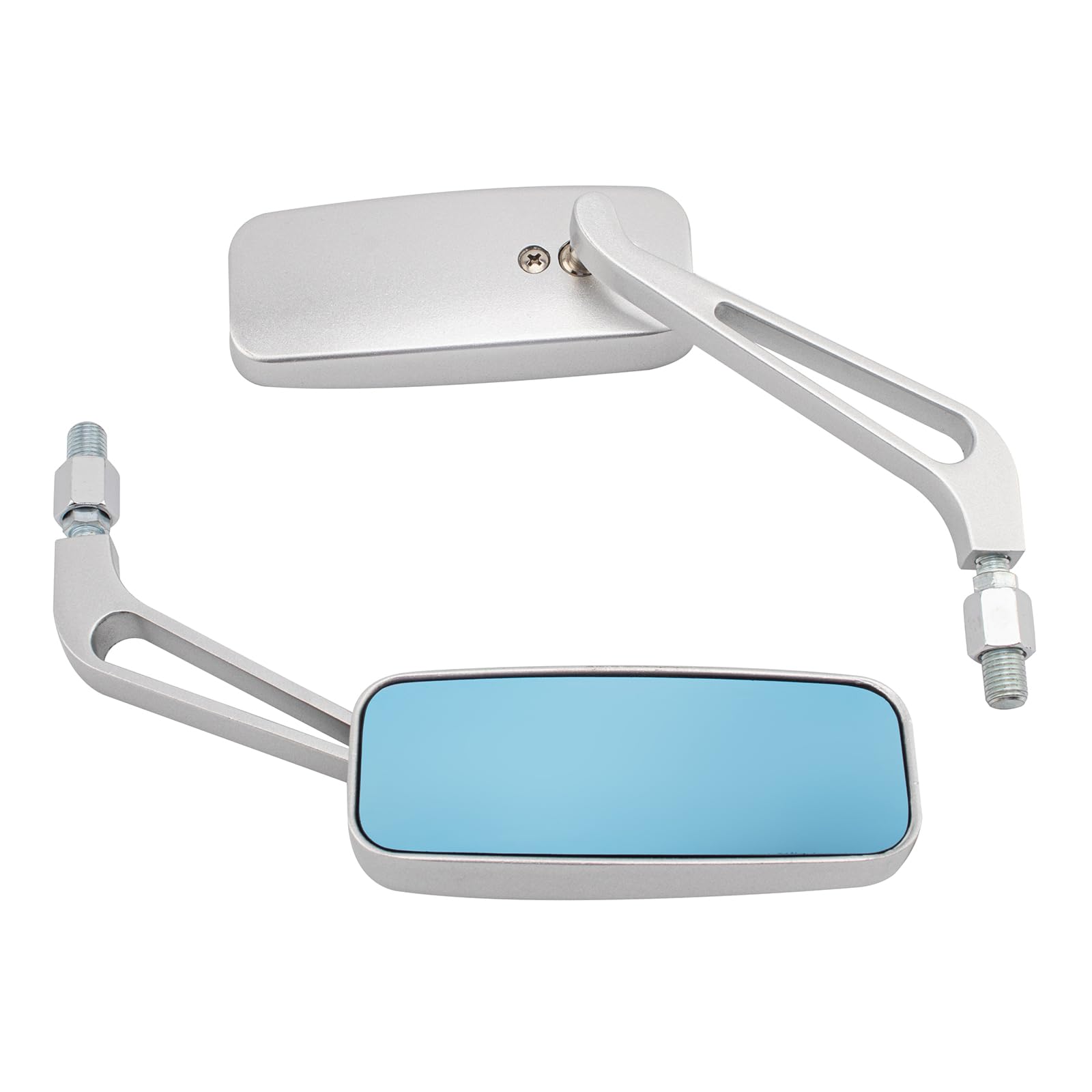 Specchietto Retrovisore Moto Rettangolare - 8mm/10mm, Alluminio Argento, Per Street E Sport Bikes - Foto 4