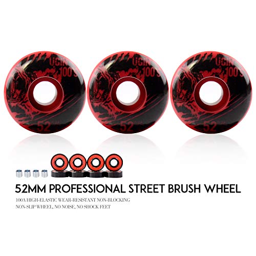 LOSENKA 52mm Wheels Red Skateboard Wheels -100A with Bearings - Thumbnail 4