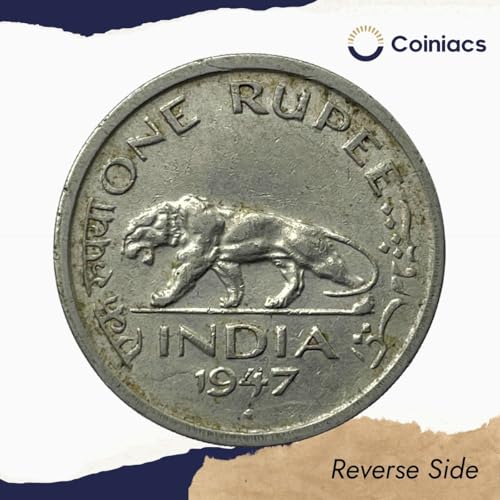 Image of One Rupee 1947 George VI King Emperor Nickel, British India Historic Old Coin for Collection | Last One Rupee Coin of British India, Multi