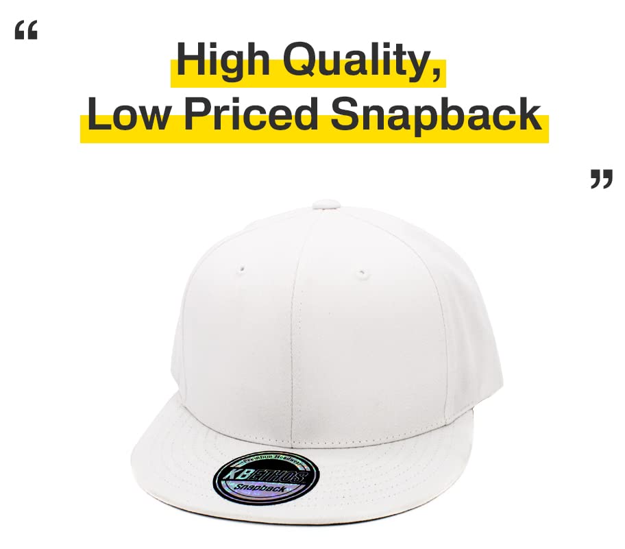 Image of KBETHOS Classic Snapback Hat Blank Cap Underbrim Cotton Wool Blend Flat Visor Adjustable Unisex