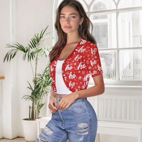 Image of Womens Short Sleeve Bolero Shrug Open Front Knit Cropped Cardigan Shoulder Cover for Dress Cute Casual Knit Cover Up