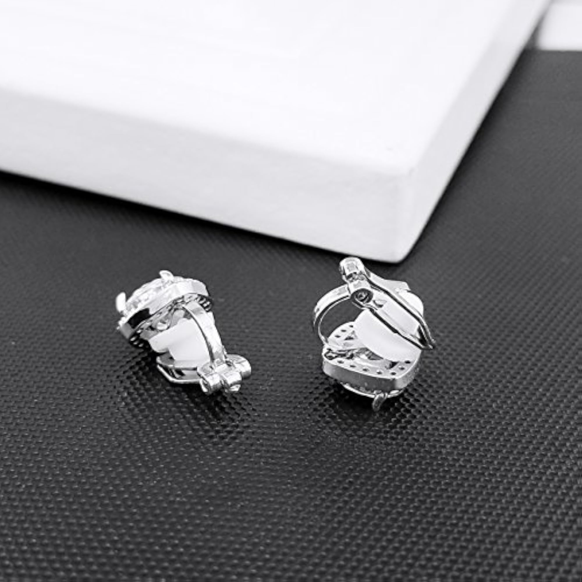Women's 7mm Cubic Zirconia Clip-On Square Non-Pierced Stud Earrings