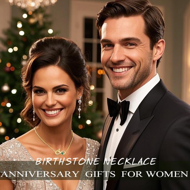 Infinity Necklaces for Women Gold,Anniversary Birthday Gifts for Wife, 14K/18K White Gold Womens Fashion Everyday Jewelry Dainty Butterfly with Heart Diamond Birthstone - Image 5