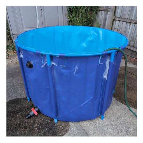 Piscina redonda al aire libre para koi y peces personalizable, 3 x 1 m, 7000 L, tela azul con forro de PVC, portátil, para patio trasero, jardín acuático