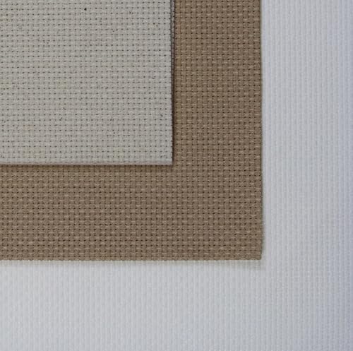 Image of KCS 3 pc of 12 inch x 18 inch(30cmx45cm) 16CT Counted Cotton Aida Cloth Cross Stitch Fabric (White+Oatmeal+Khaki)