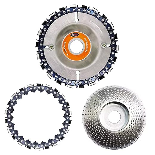 CZS Woodcarving Disc 4/4.5 Inch Angle Grinder Wheel Disc Woodworking Circular Chain Saw Blades and Coarse Disc for 100/115 mm Angle Grinder,22 Teeth,5/8” Arbor(Replacement Chain Included)