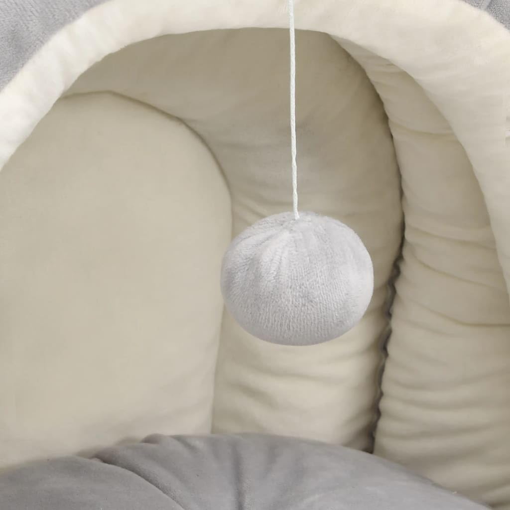 Katzenbett kuschelige Katzenhöhle 50x50x45 cm weiches Fleece Haustierbett für Katzen und kleine Hunde rutschfeste Unterseite mit Spielball