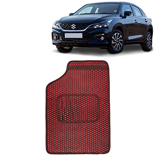 Image of Kingsway Dotted Design Car Floor Foot Mats Universal Fit for Maruti Suzuki Baleno, Model Year : 2022 Onwards, Water and Dustproof, Color Red, Set of 5 Pieces