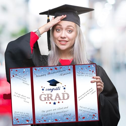 Image of Vlipoeasn 2026 Graduation Guest Book Alternative, Red Blue & White Class of 2026 Graduation Party Decorations, Unique Graduation Gifts for Friends, Grad Signature Book for 2026 College High School
