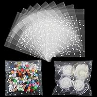 200 Pcs Clear Plastic Bags Small Cellophane Bags White Polka Dot Packaging Bag Self-adhesive Small Gift Bags Clear Chocolate Treat Bags 10x10cm+3cm