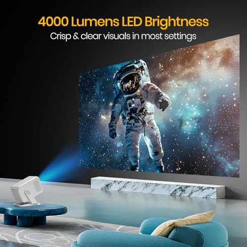 Image of Portronics Beem 450 Smart LED Projector with 1080p Full HD Resolution, Built-in Streaming Apps (Netflix, Prime Video, Hotstar), 4000 Lumens, Screen Mirroring, 3 Watt Speaker, Bluetooth, Wi-Fi (White)
