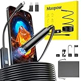 Maxpow Endoscope Inspection Camera – 1920HD IP67 Waterproof, Plug & Play for iPhone/Android (No WiFi) with Snapshot & Video, 5m Ideal for Engine and Plumbing