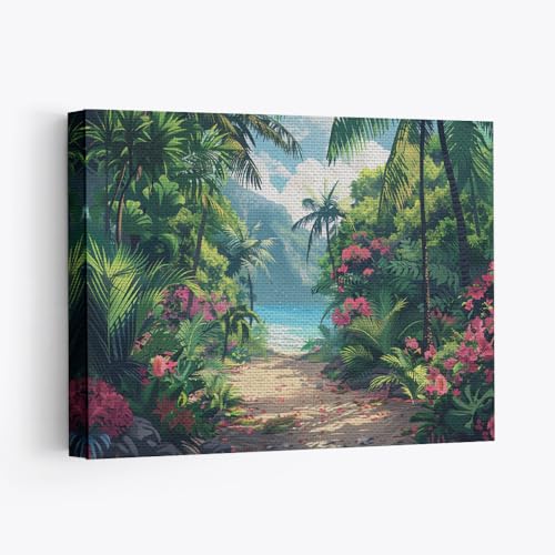 Elivita Tropical Paradise Design 4 Horizontal Canvas Art Print Home