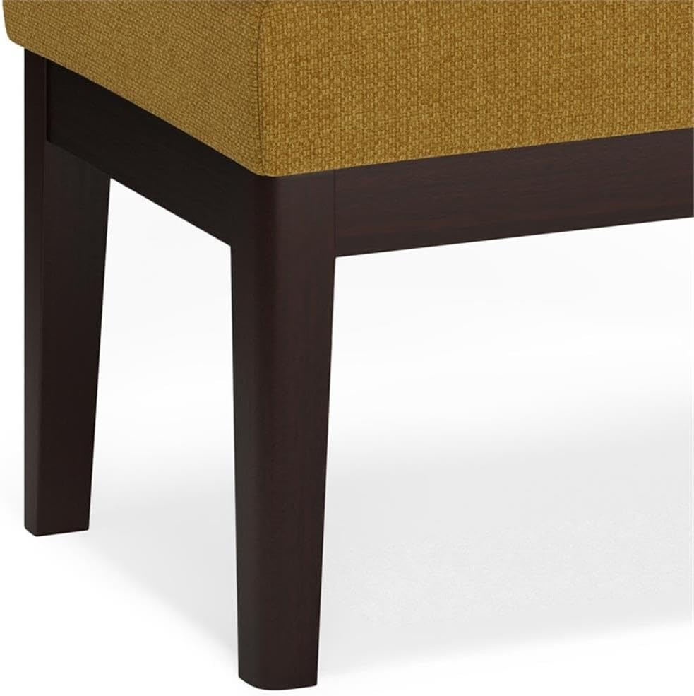 Pemberly Row 26 in Mid-Century Ottoman Bench, Solid Wood Frame and Legs, Upholstered Woven Fabric in Marigold, 26.4 W x 15 D x 17.32 H, Versatile Living Room, Bedroom, Entryway Seating