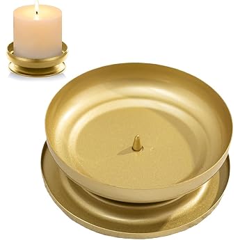 IXIGER 1 x Golden Candle Holder - Premium Candle Holder for Pillar Candles & Taper Candles Elegant Table Decoration for Home & Celebrations 10 cm Diameter