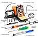 Digital Soldering Iron station Kit, 2 Auxiliary Clamps, 5 Soldering Iron Tips, Solder Wires, Solder Suckers, Stainless Steel Tweezers, and a Phillips Start, soldering station